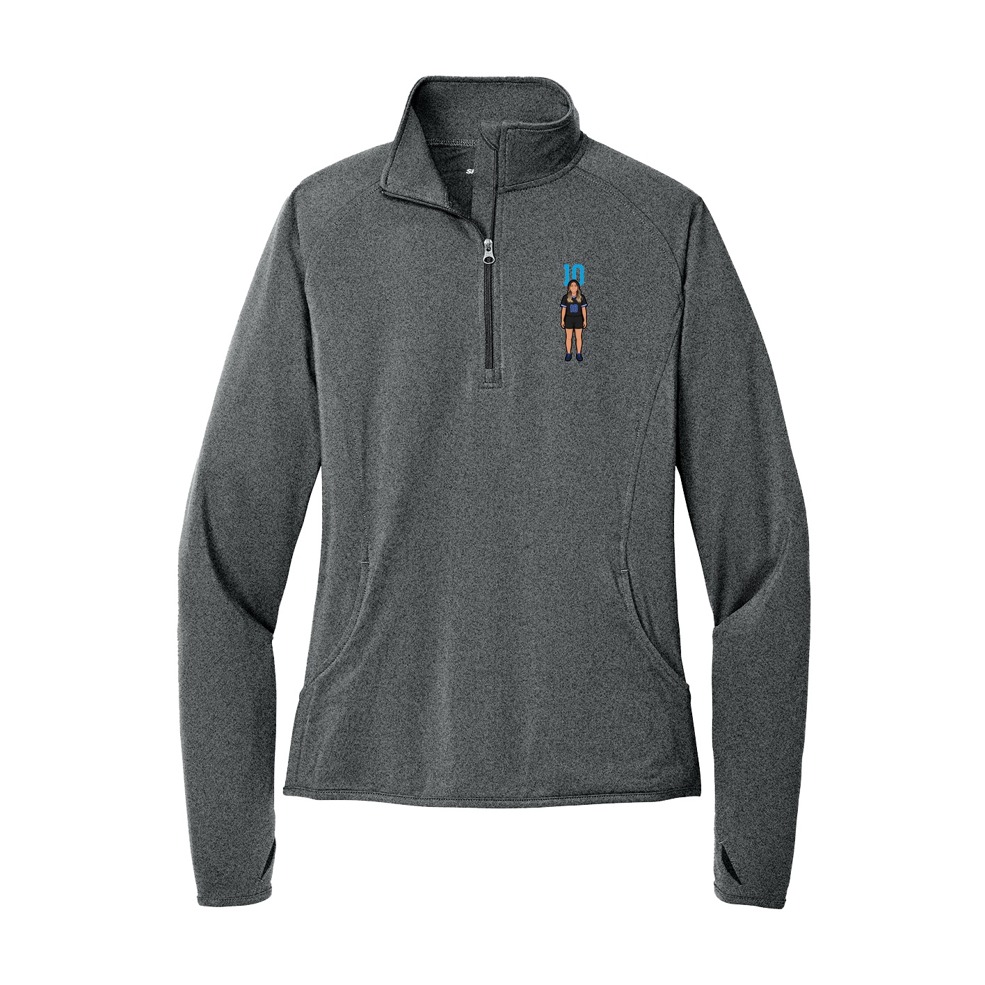 Women's Q-Zip Pullover — Number Top in Grey