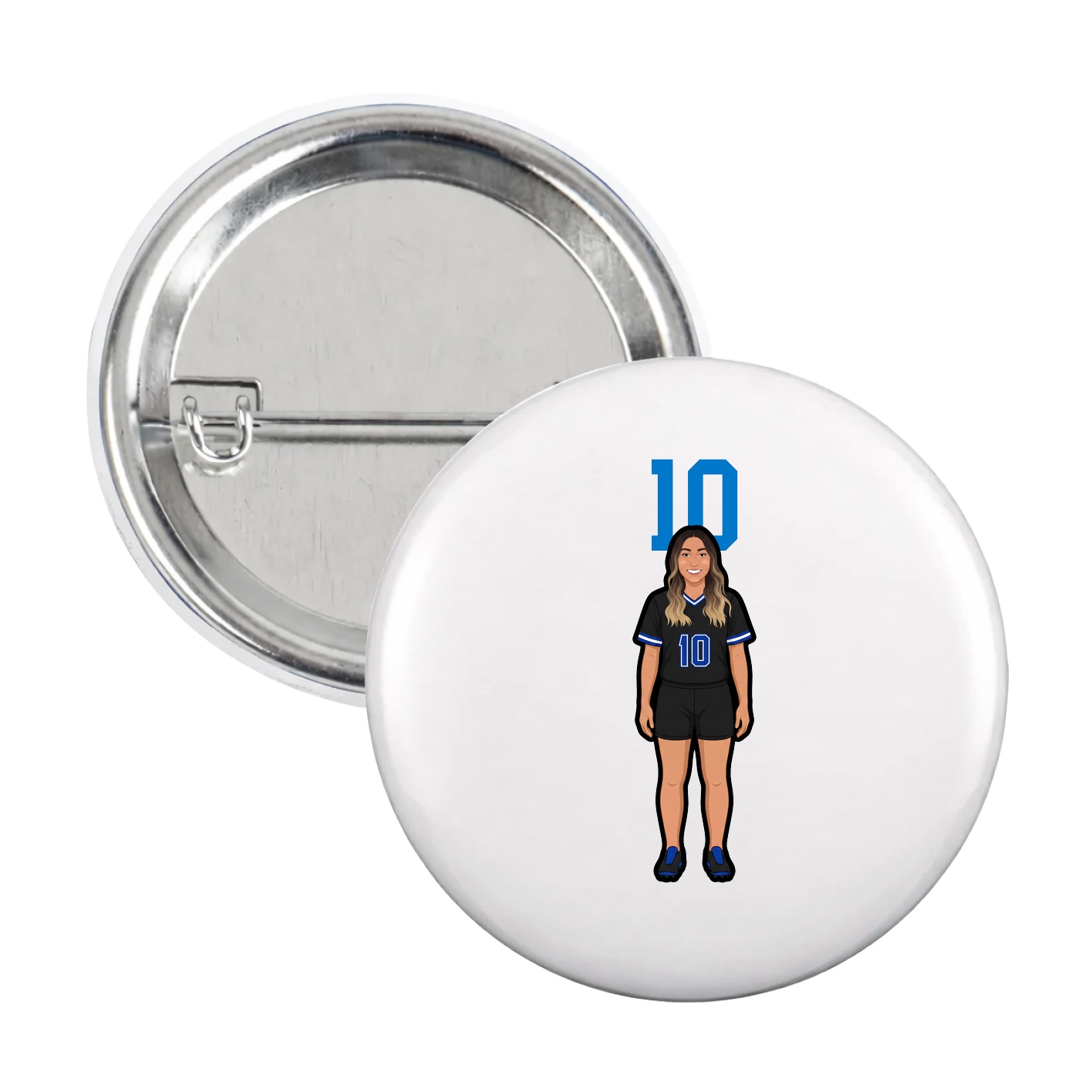 Game Day Button — Number Top in White