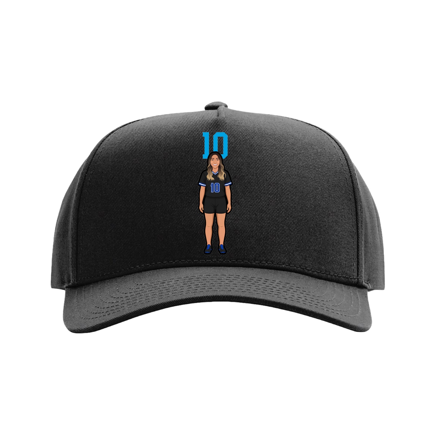 Full Fabric Five-Panel Champ Cap — Number Top in Black
