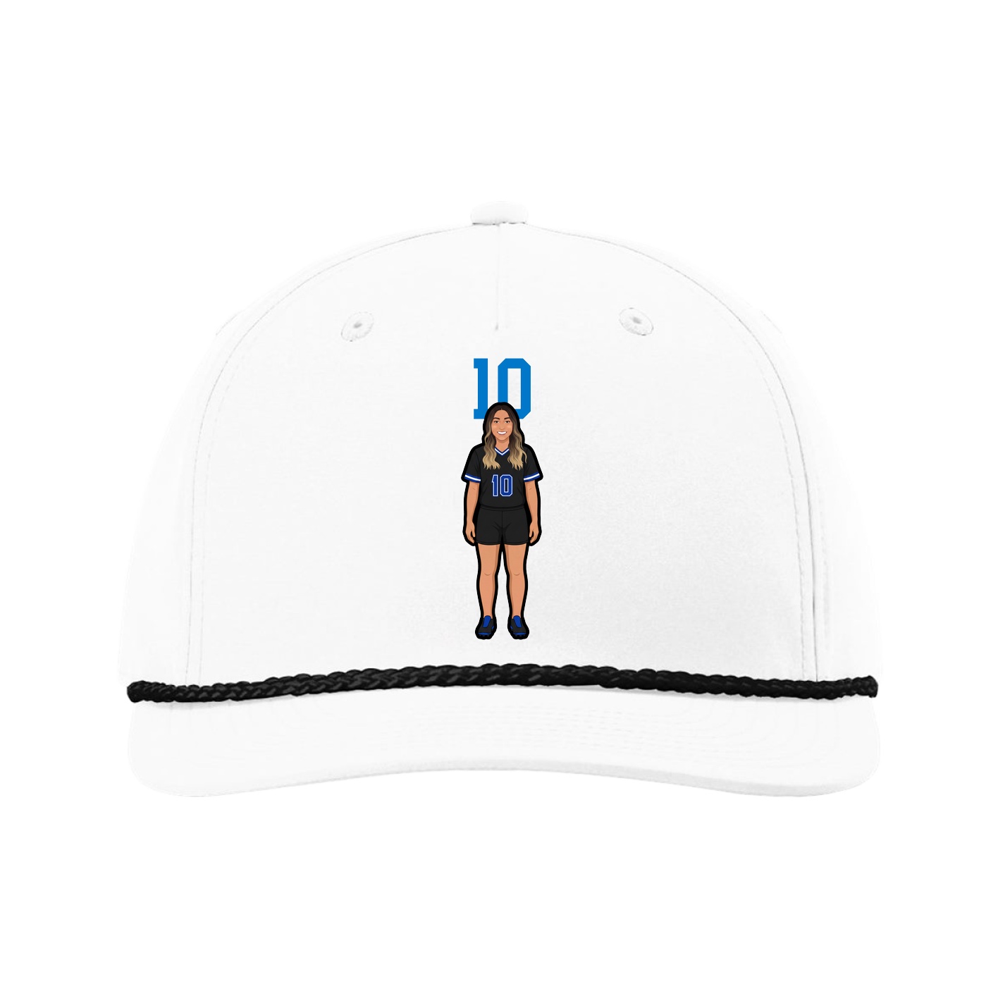 Five-Panel Classic Rope Cap — Number Top in White