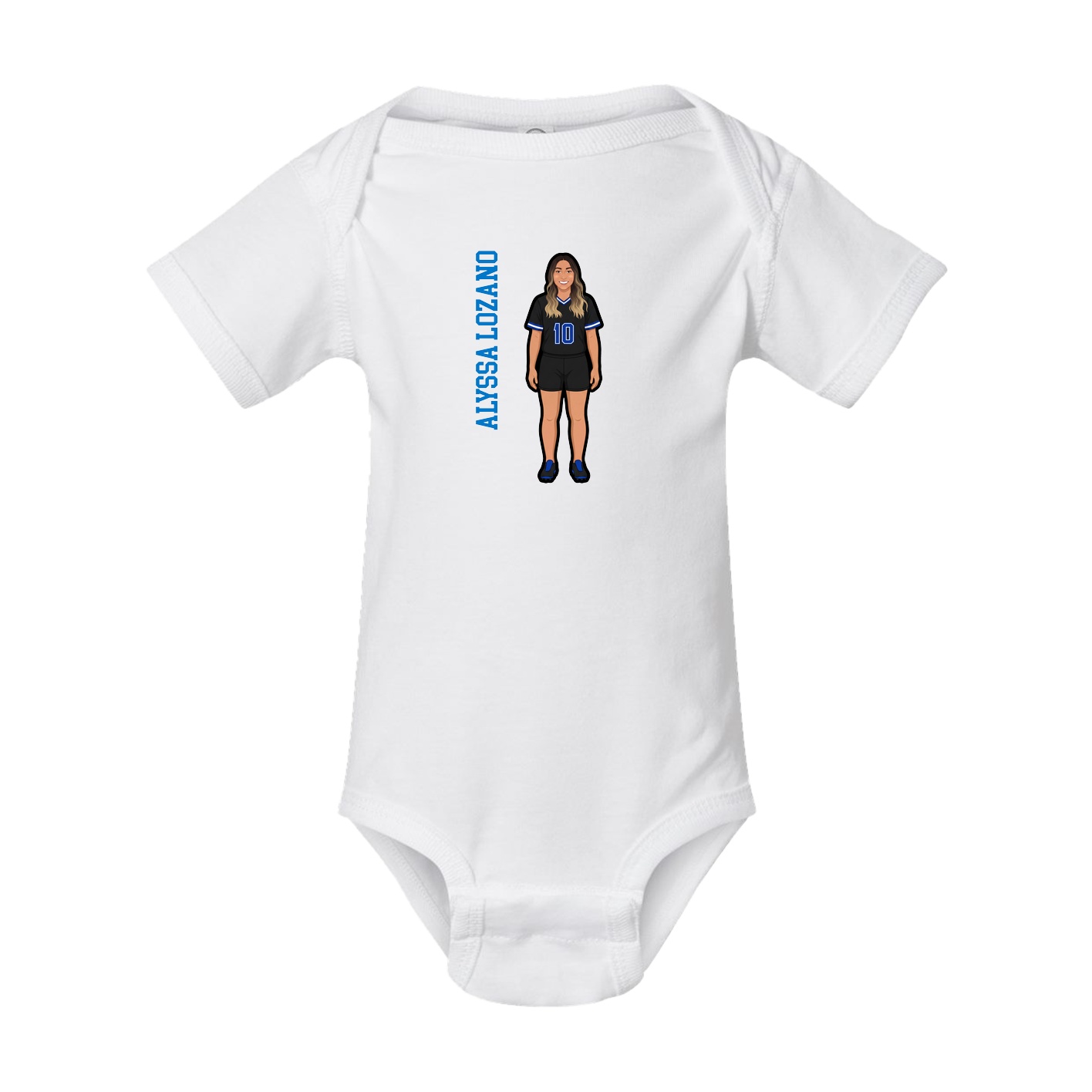 Baby Onesie — Name Vertical in White