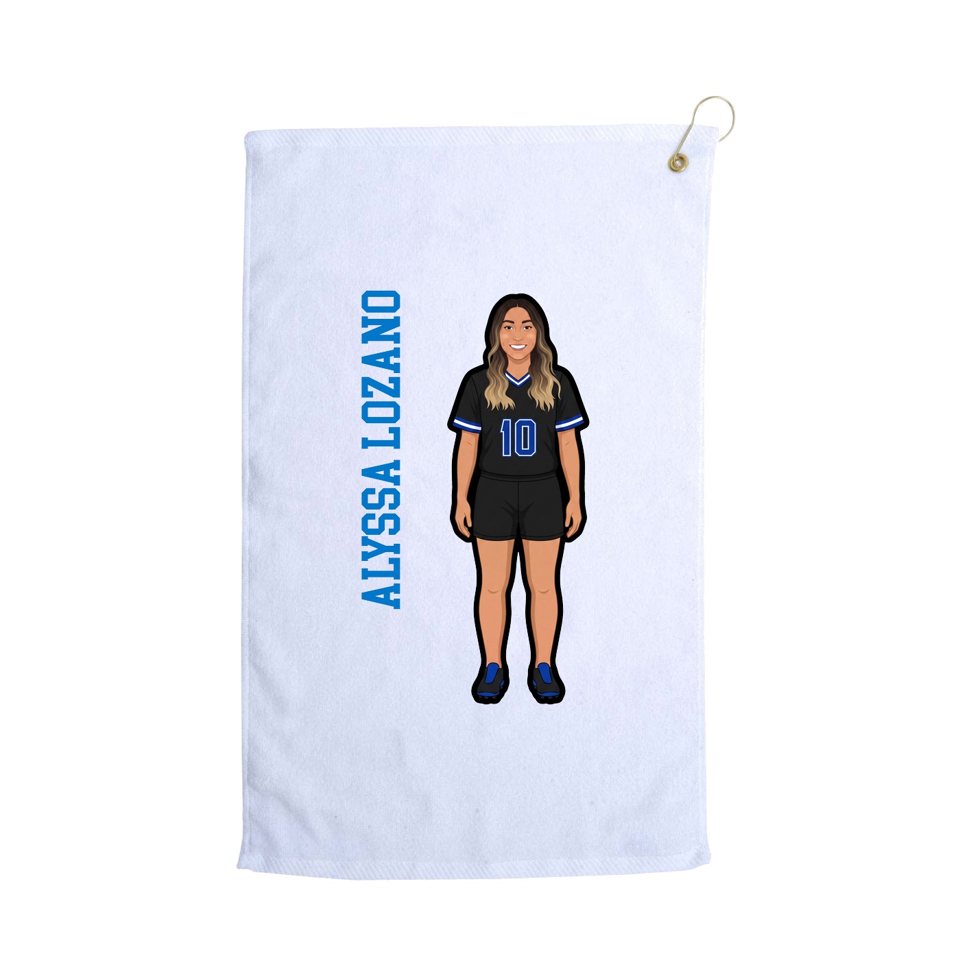 Golf Towel — Name Vertical in White
