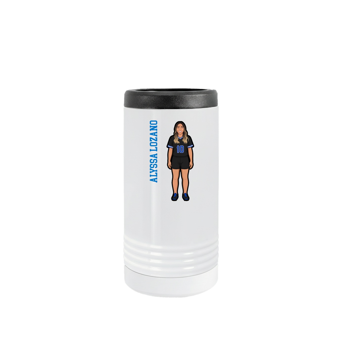 Slim Beverage Holder — Name Vertical in White