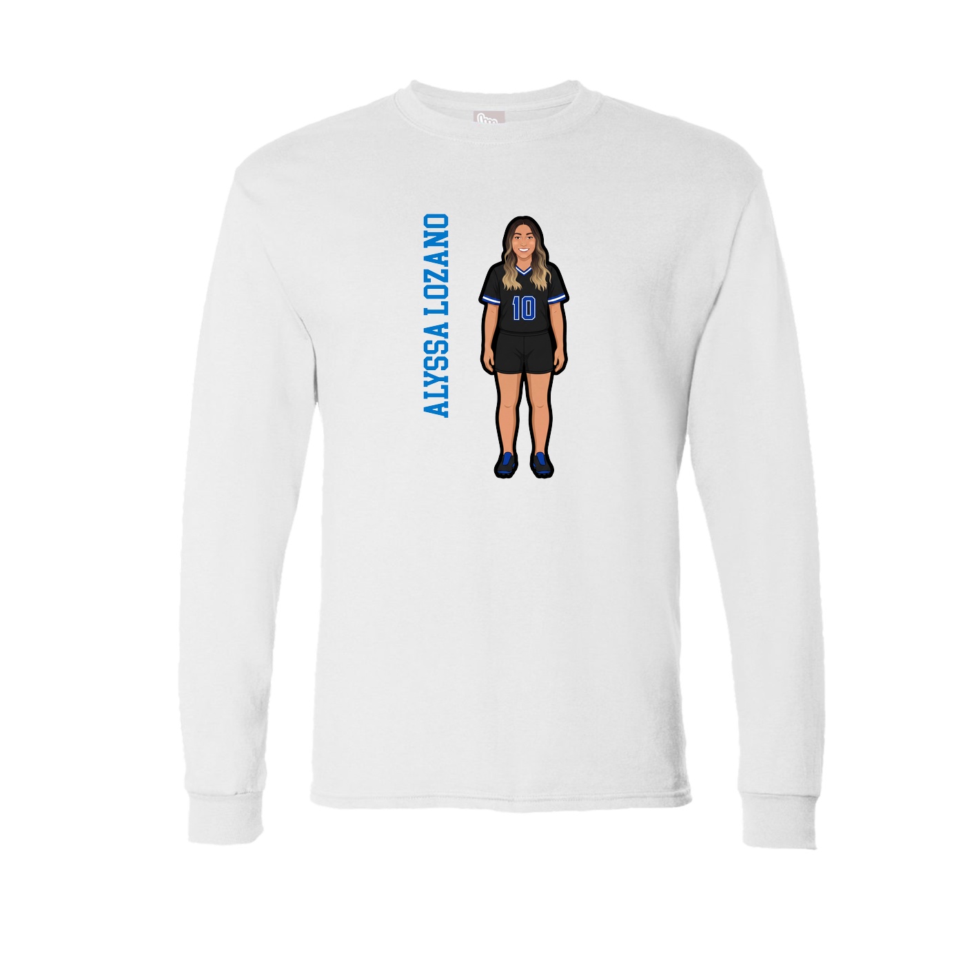 Long Sleeve Tee — Name Vertical in White