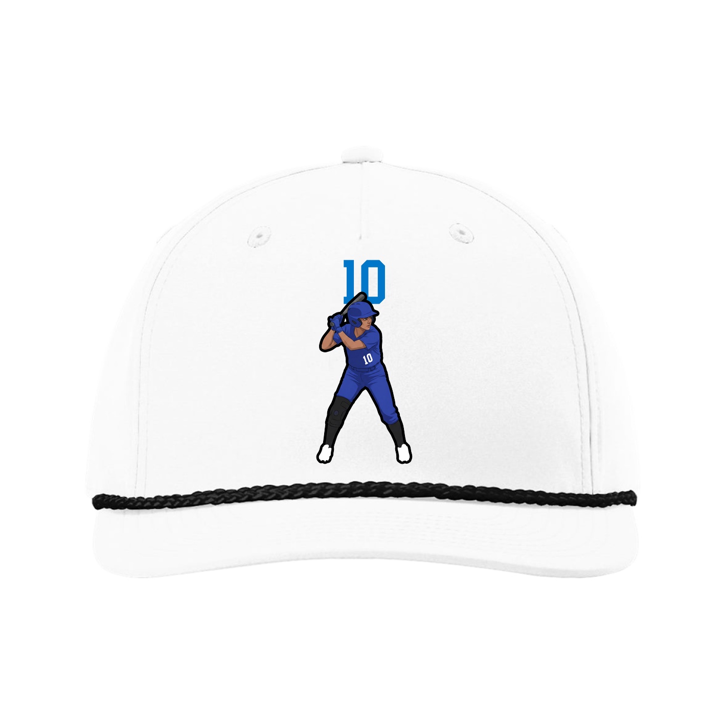 Five-Panel Classic Rope Cap — Number Top in White