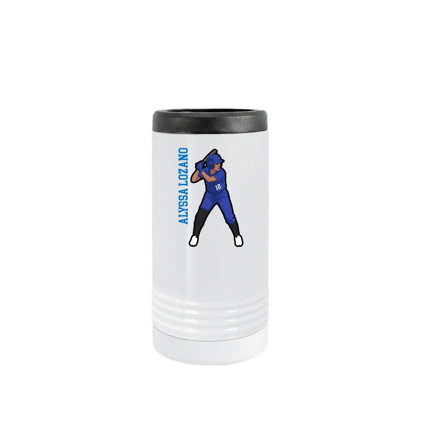 Slim Beverage Holder — Name Vertical in White