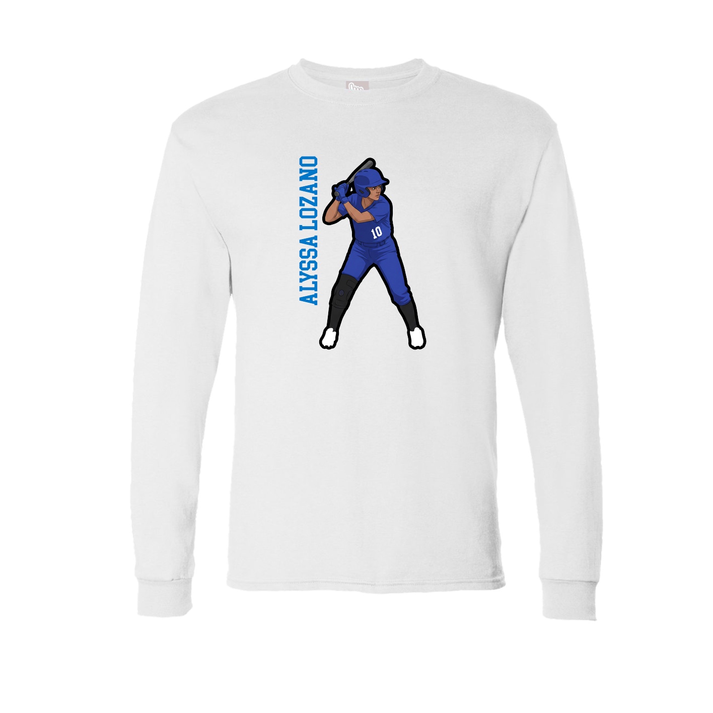 Long Sleeve Tee — Name Vertical in White