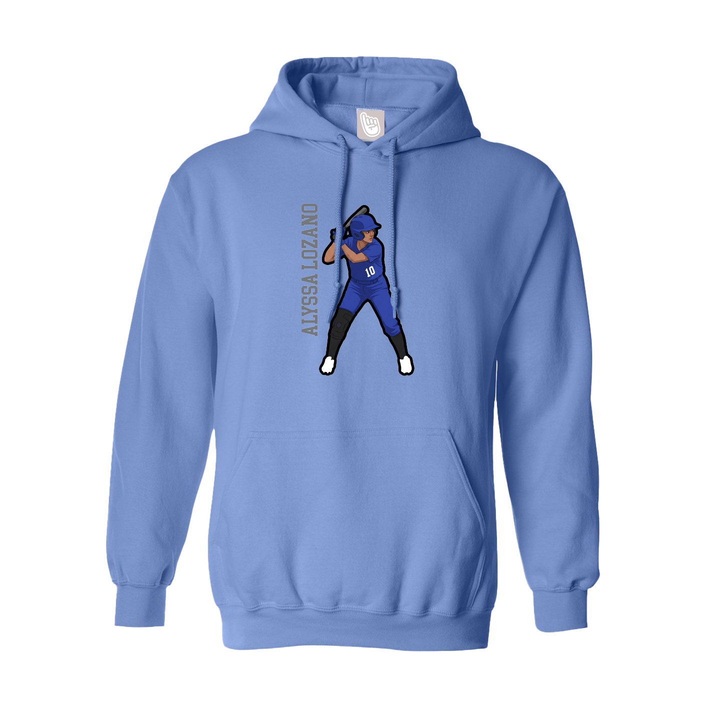 Hoodie — Name Vertical in Powder Blue