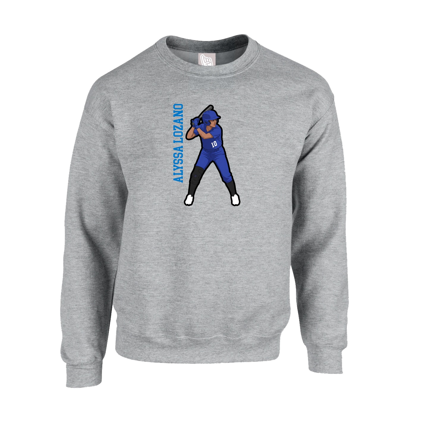 Fleece Crew — Name Vertical in Grey