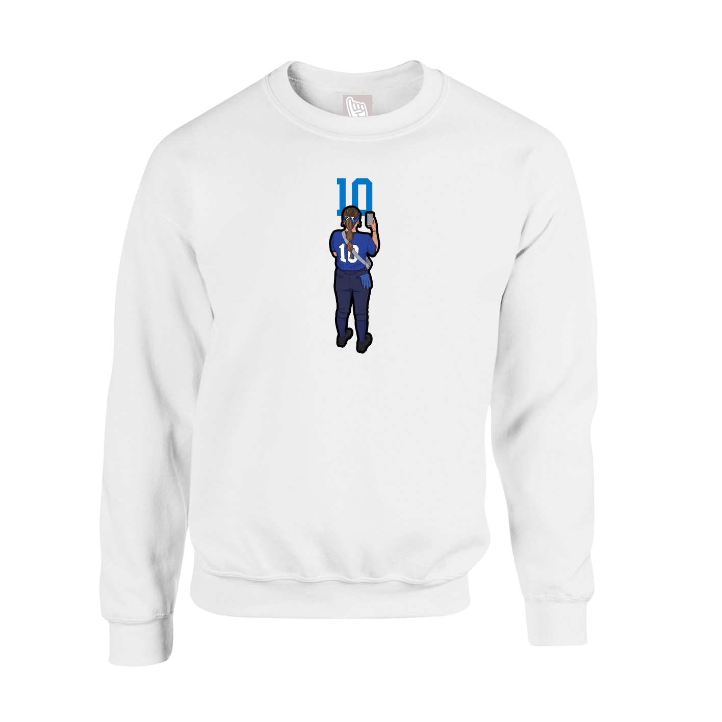 Fleece Crew — Number Top in White