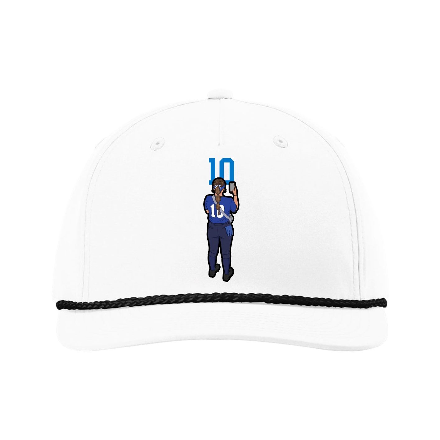 Five-Panel Classic Rope Cap — Number Top in White