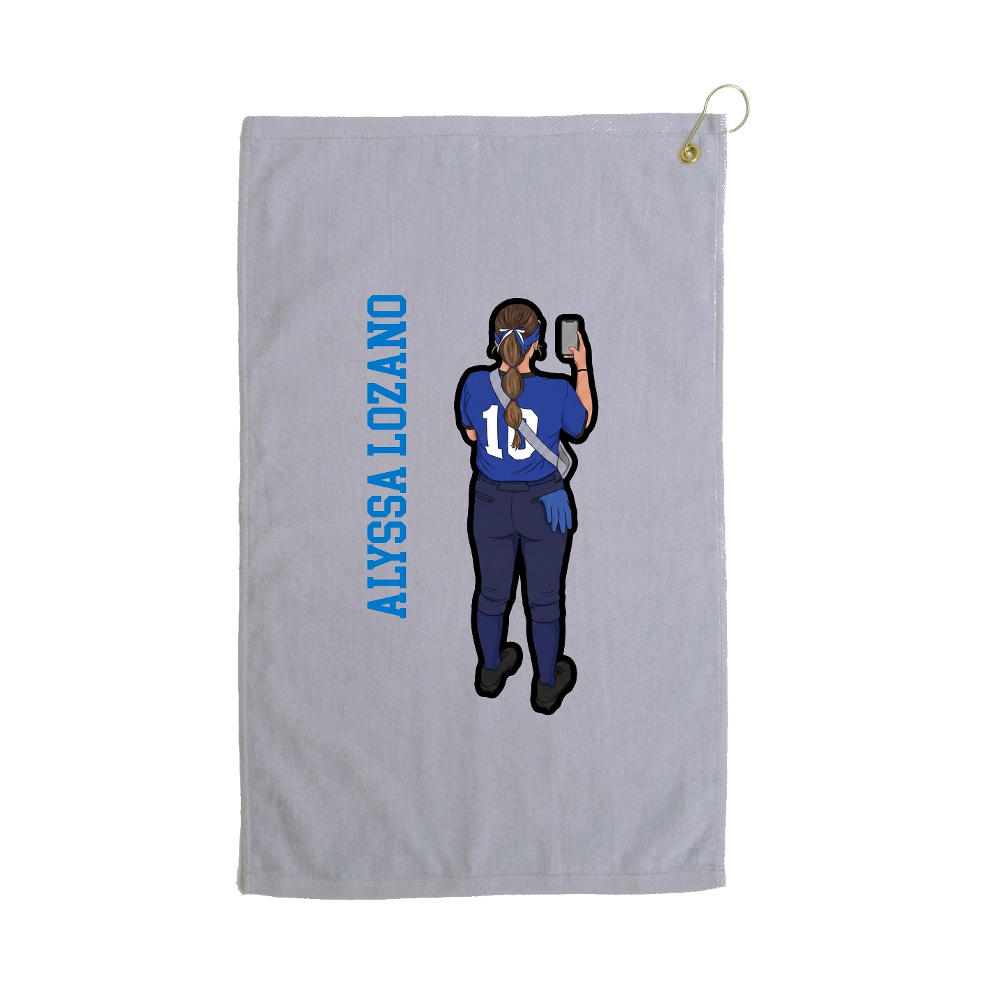Golf Towel — Name Vertical in Grey
