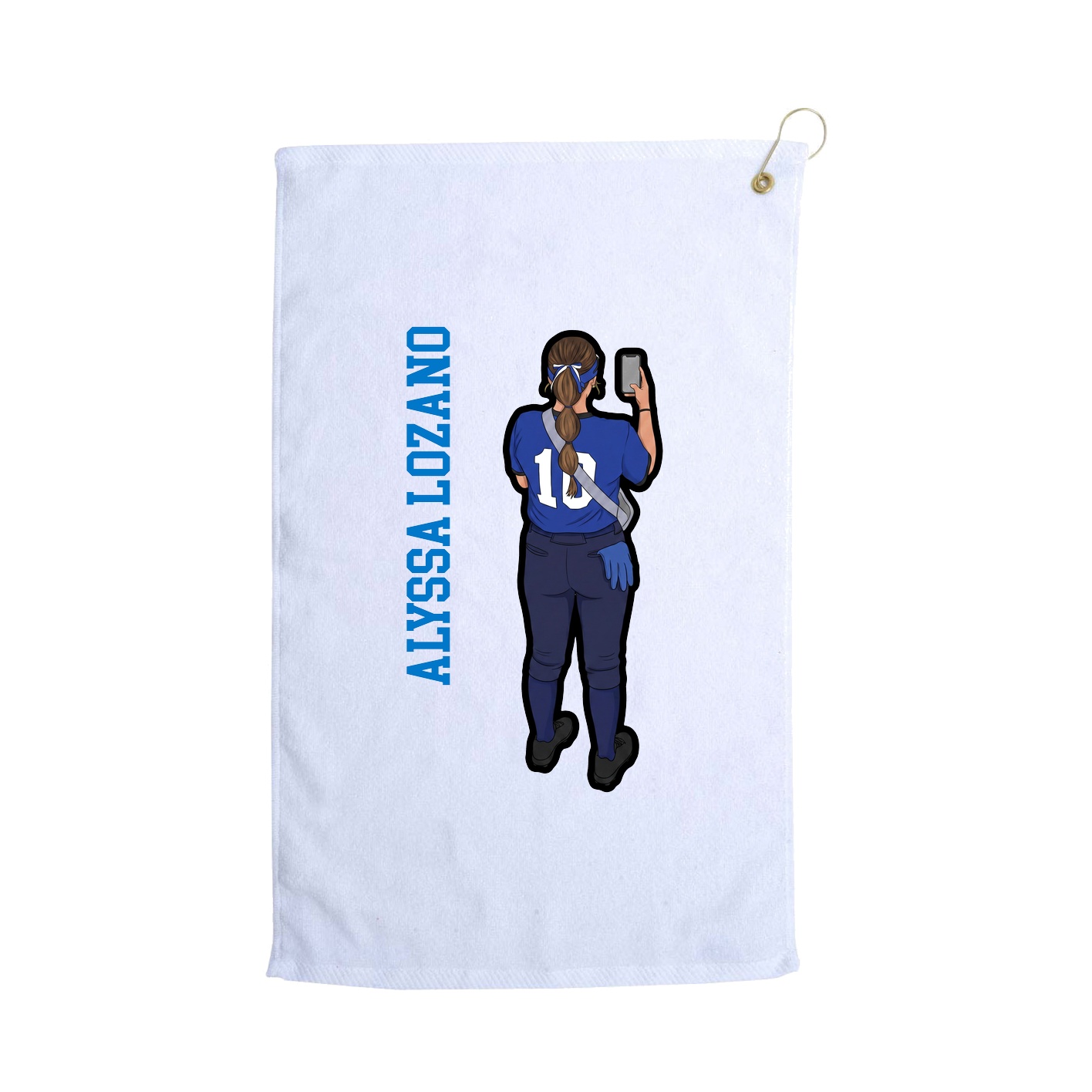 Golf Towel — Name Vertical in White