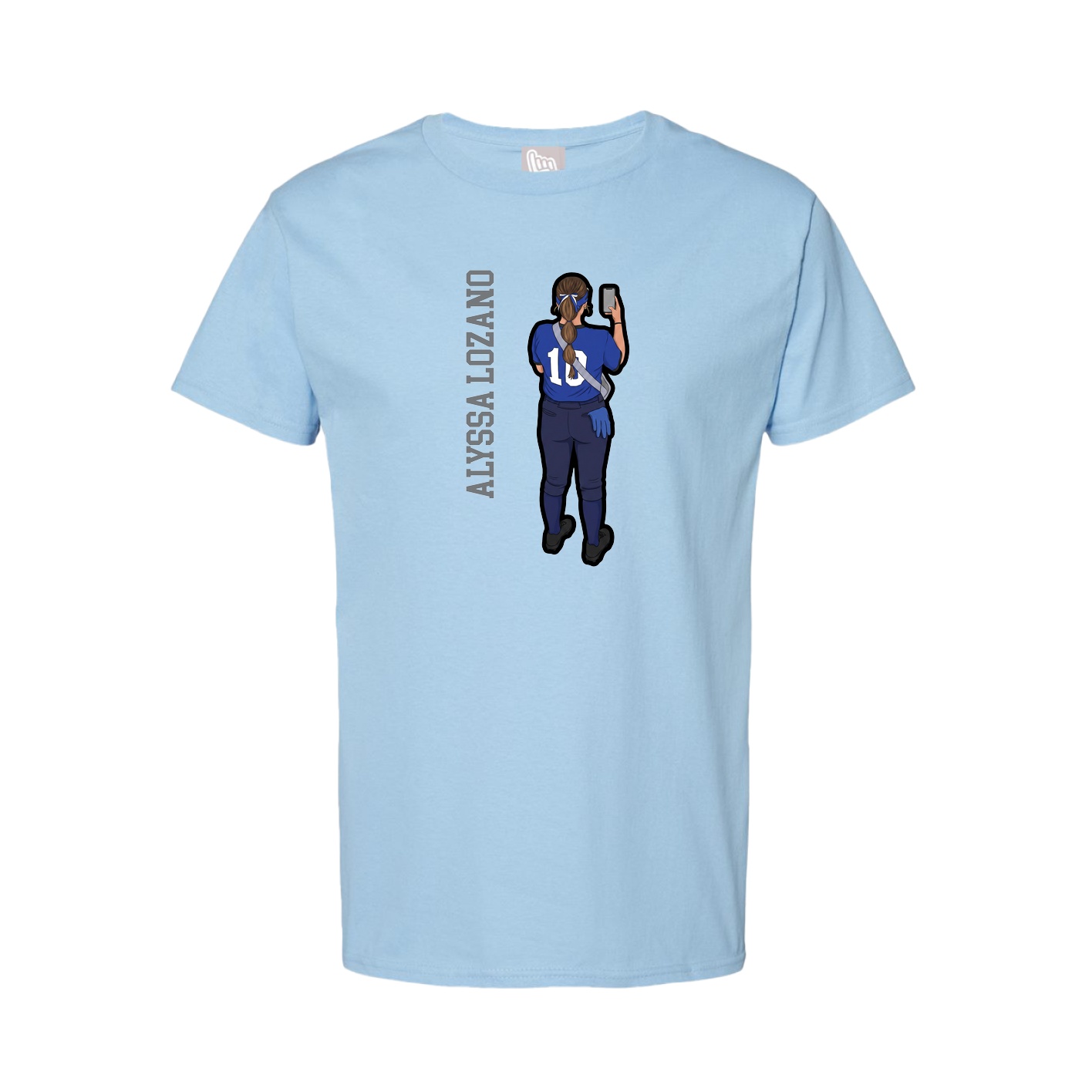Tee — Name Vertical in Light Blue