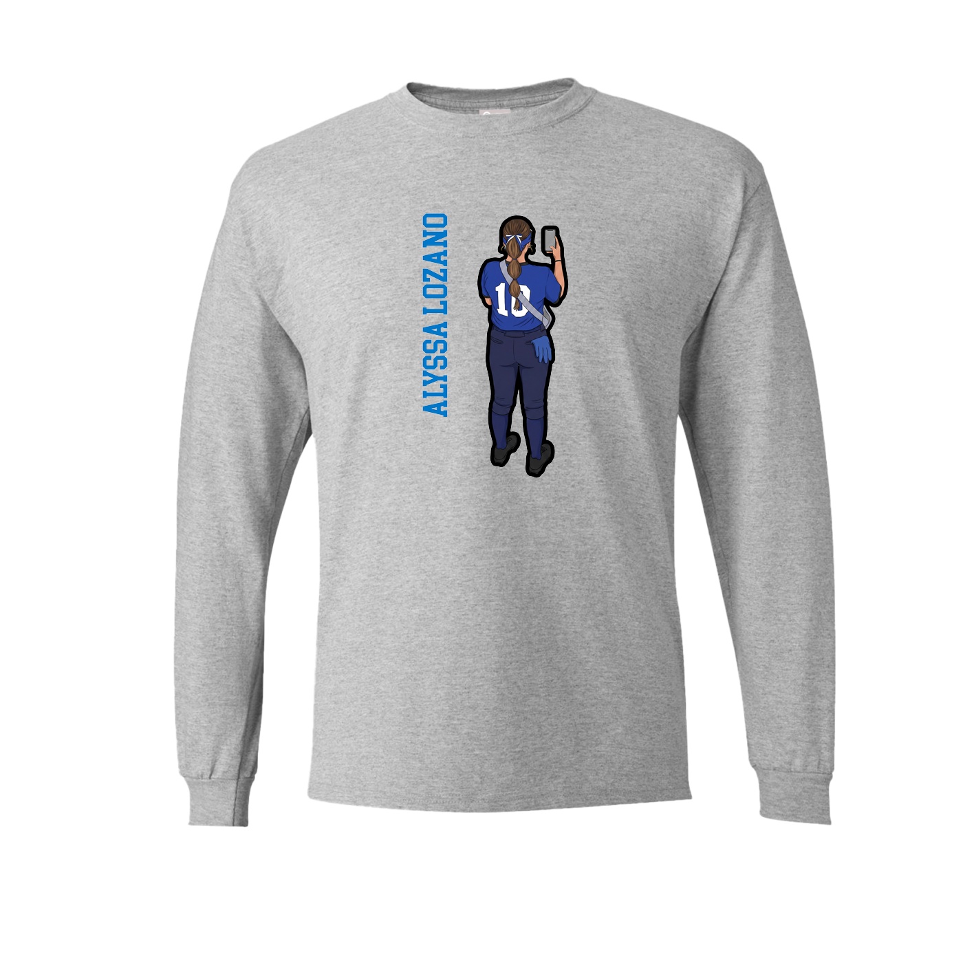 Long Sleeve Tee — Name Vertical in Grey
