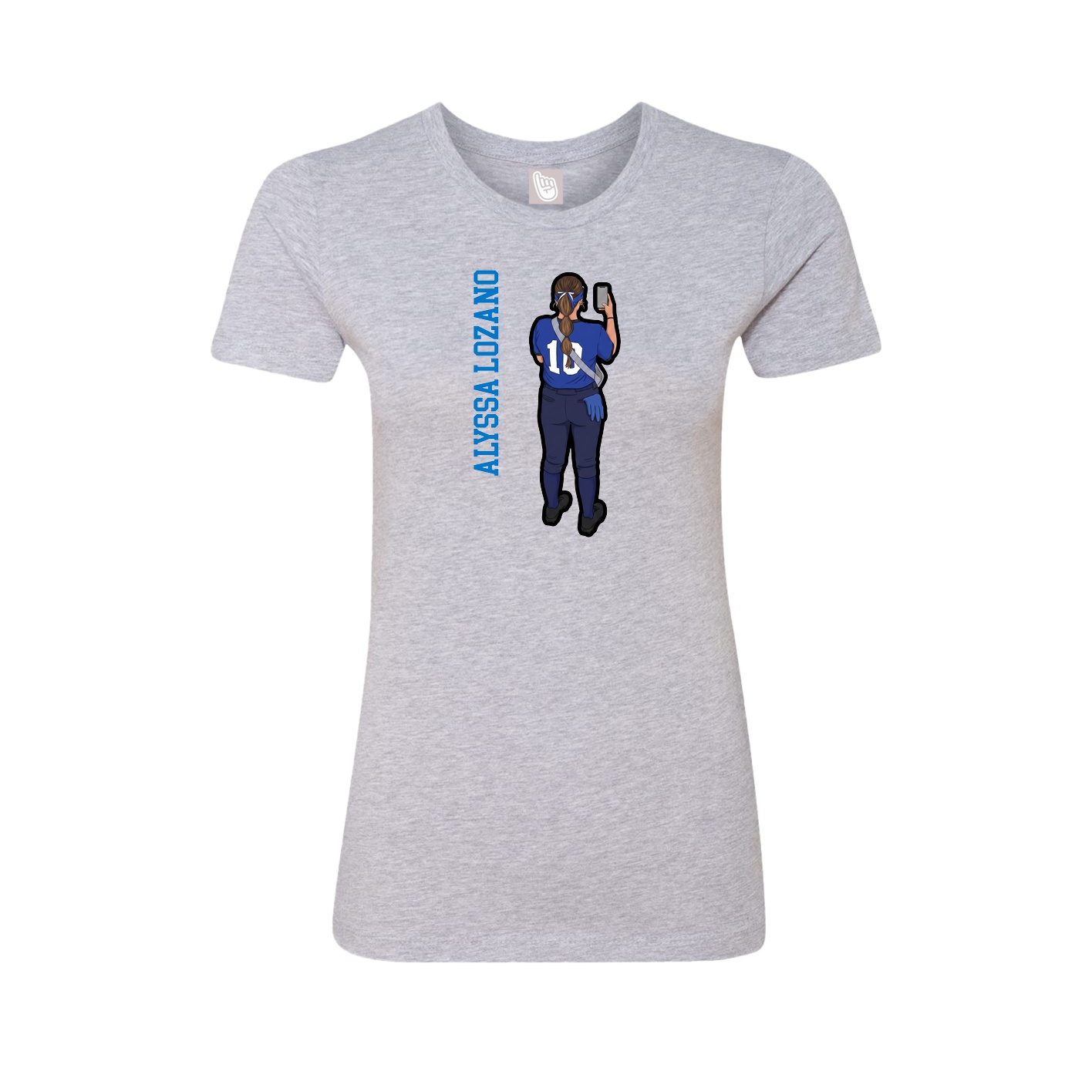Womens Tee — Name Vertical in Grey