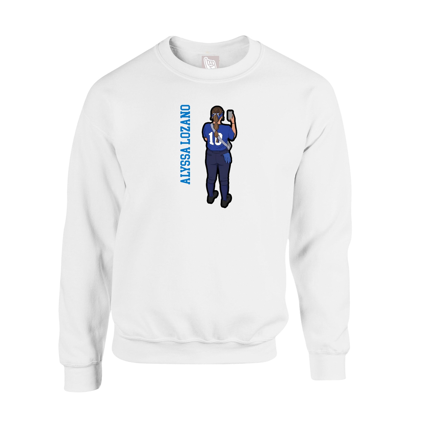 Fleece Crew — Name Vertical in White