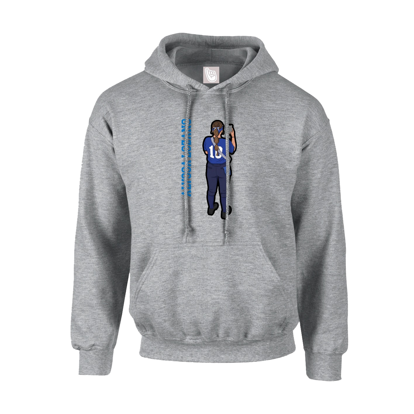 Youth Hoodie — Name Vertical in Grey