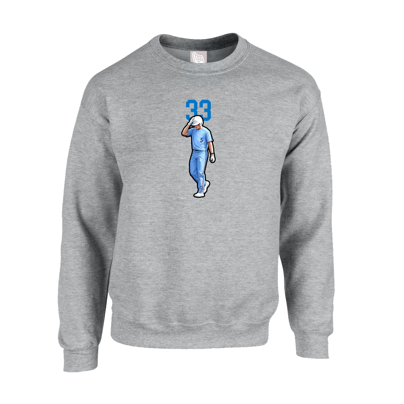 Fleece Crew — Number Top in Grey