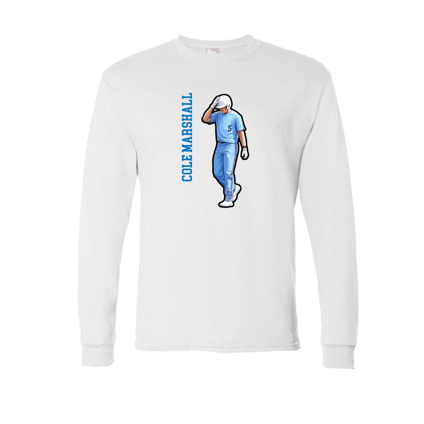 Long Sleeve Tee — Name Vertical in White