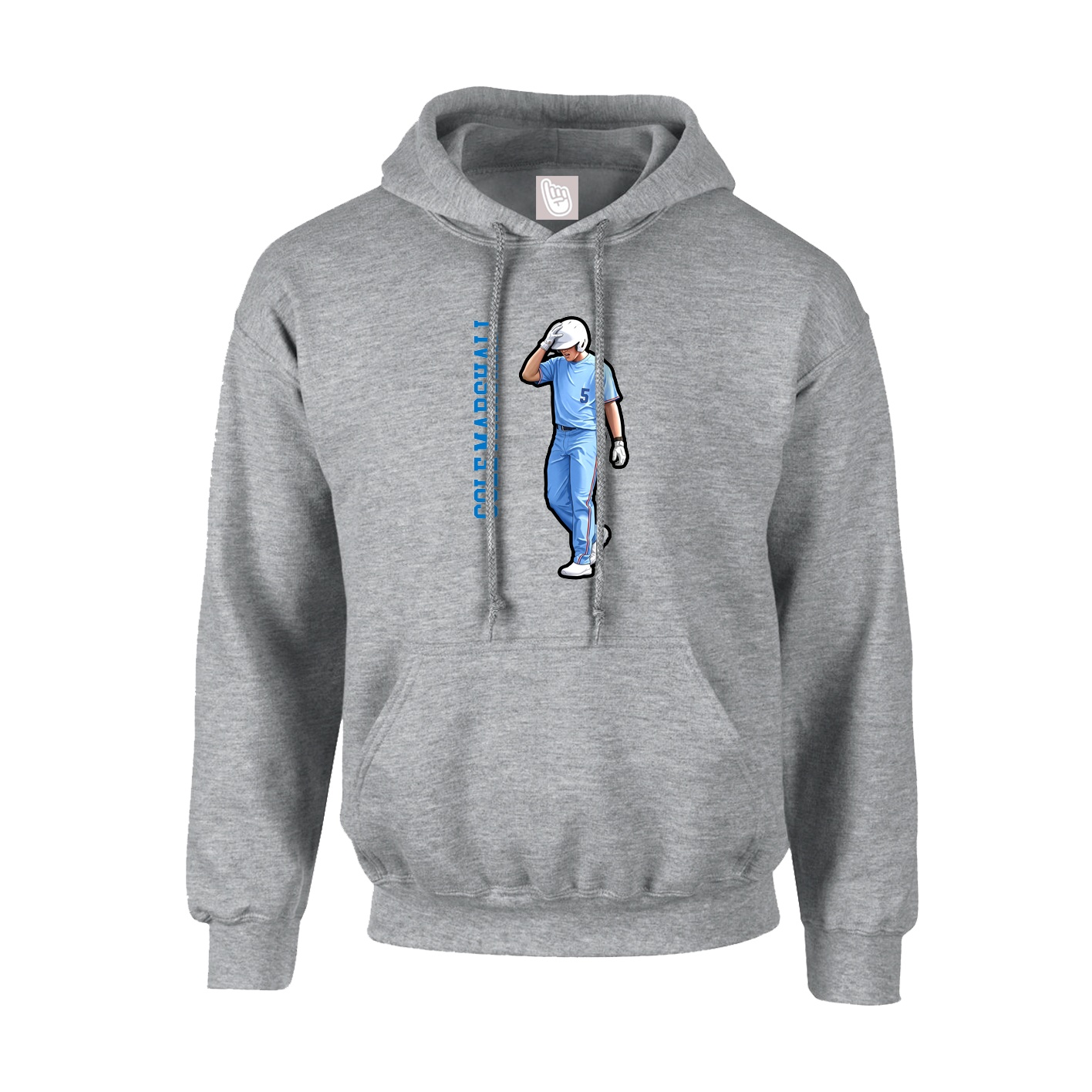 Youth Hoodie — Name Vertical in Grey