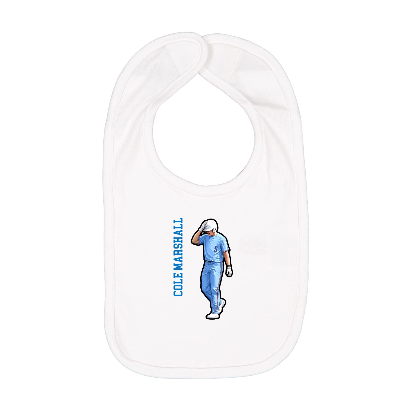 Infant Bib — Name Vertical in White