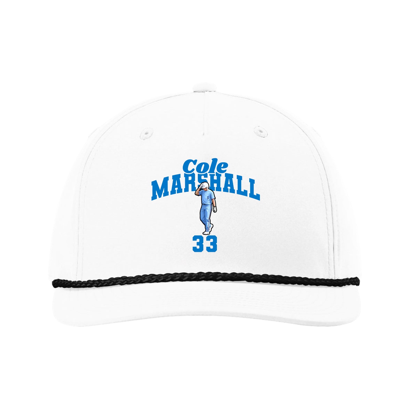 Five-Panel Classic Rope Cap — Signature Arch in White