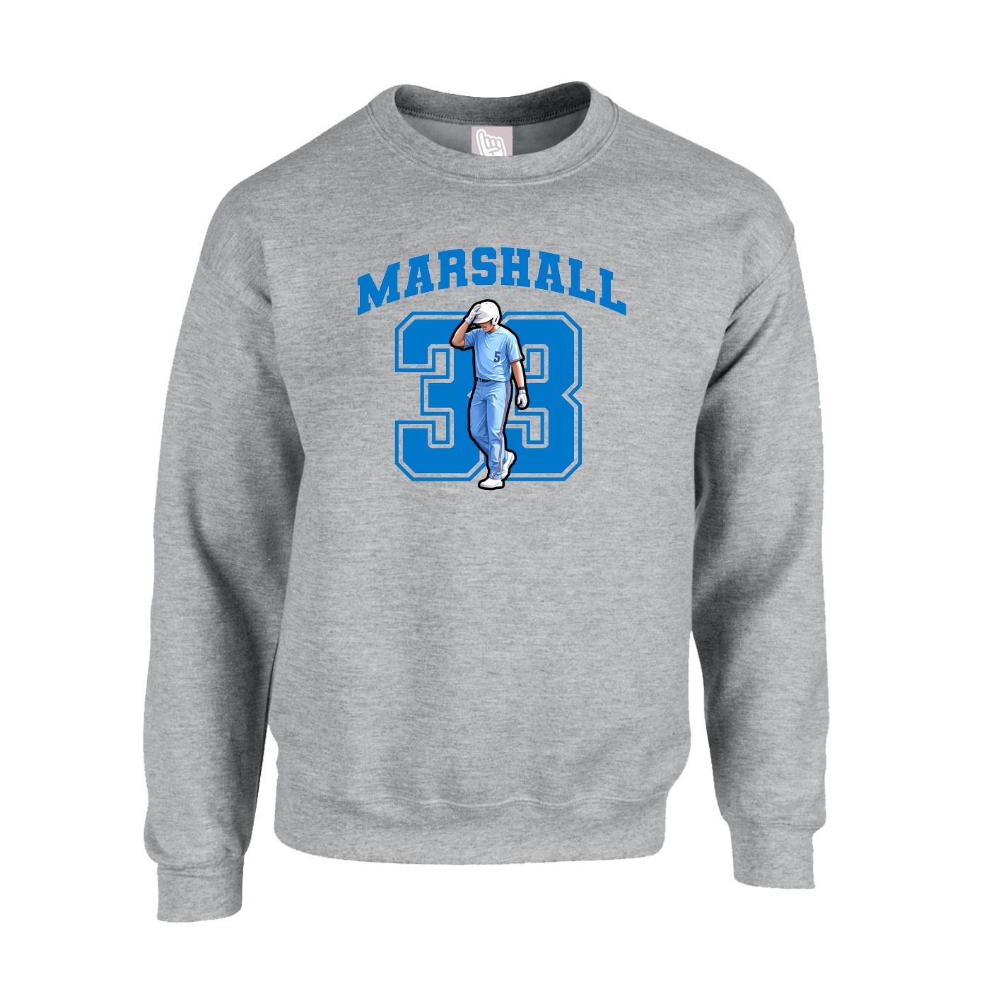 Fleece Crew — Number in Grey