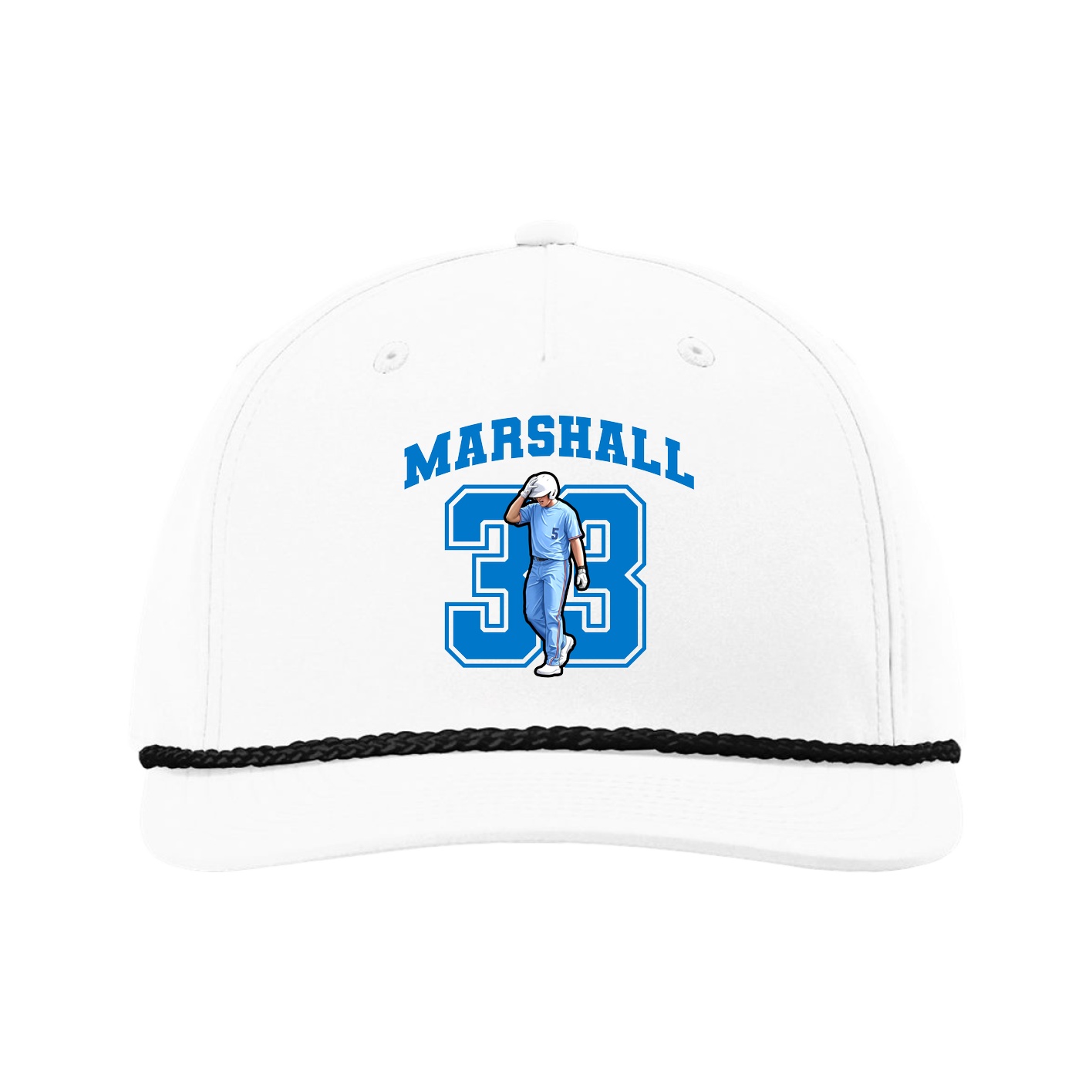 Five-Panel Classic Rope Cap — Number in White