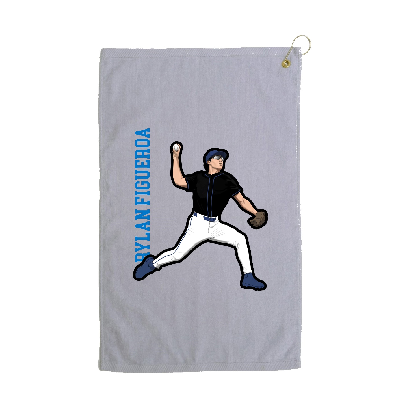 Golf Towel — Name Vertical in Grey