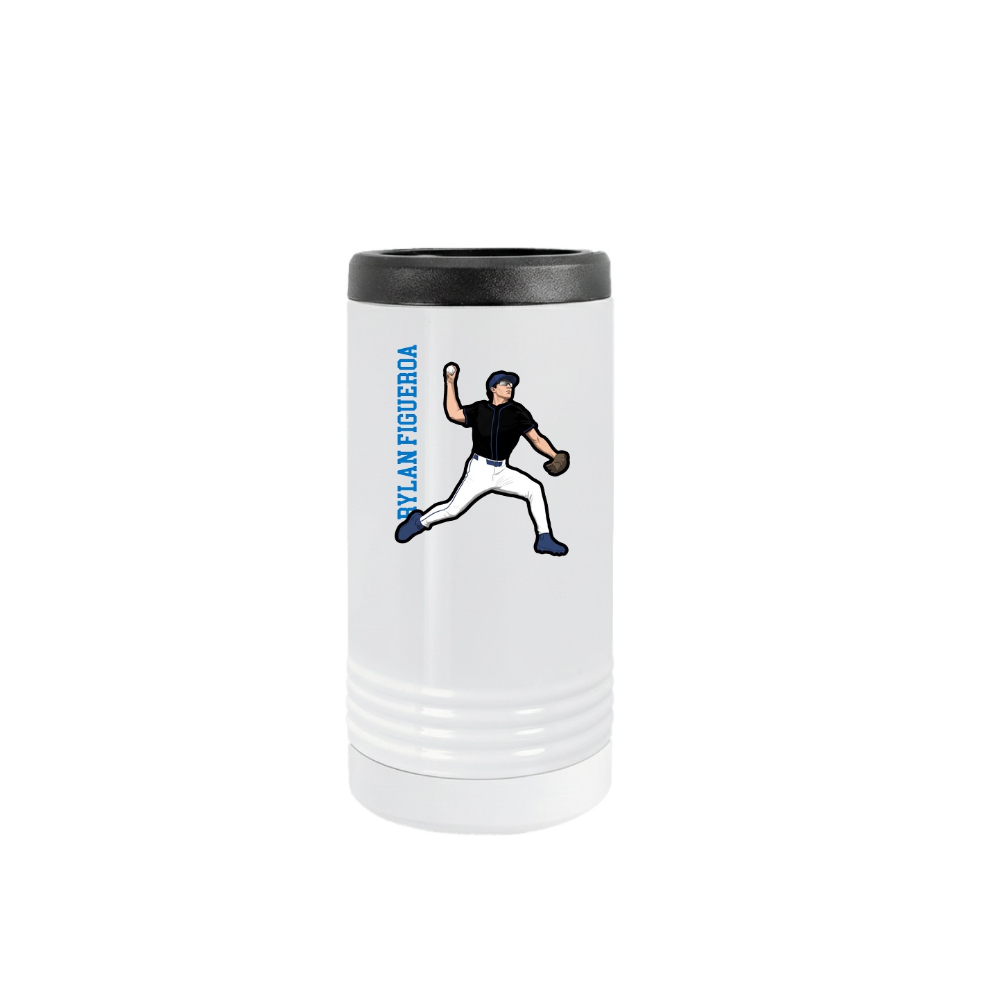 Slim Beverage Holder — Name Vertical in White