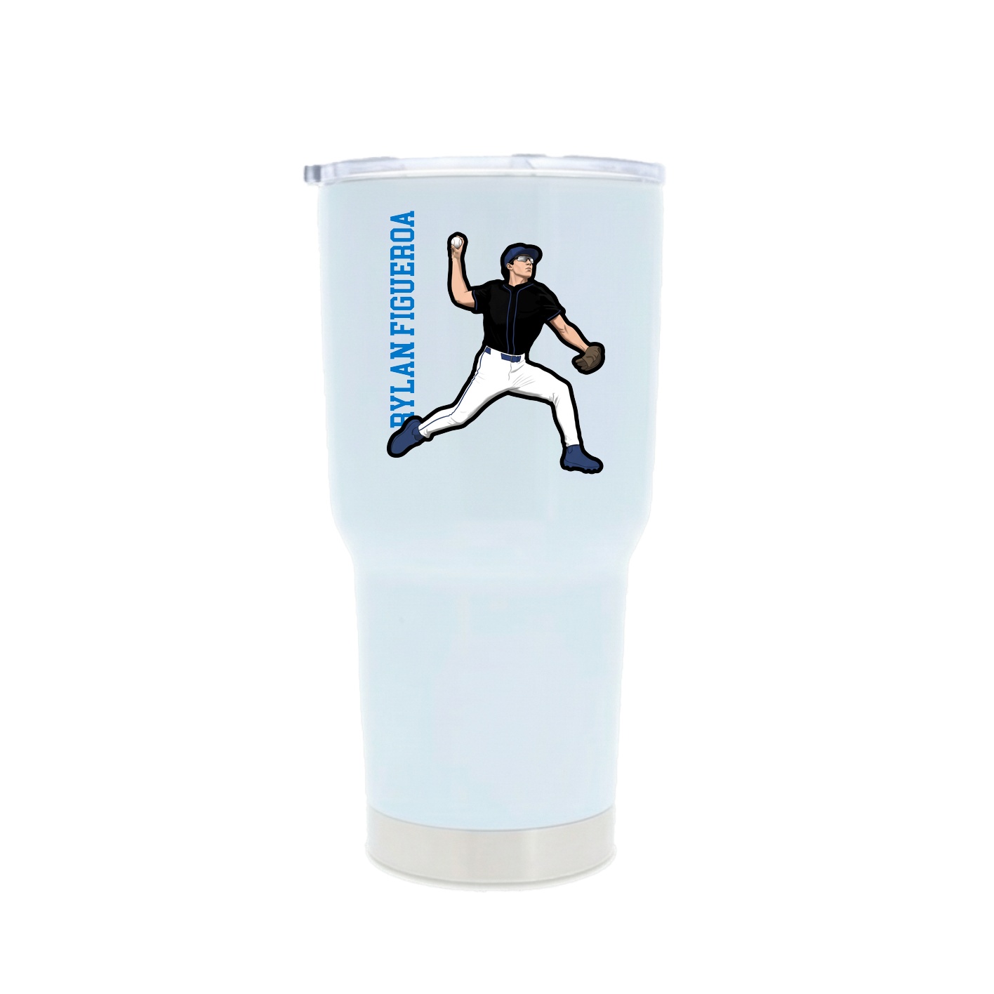 30oz Stainless Steel Tumbler — Name Vertical in White