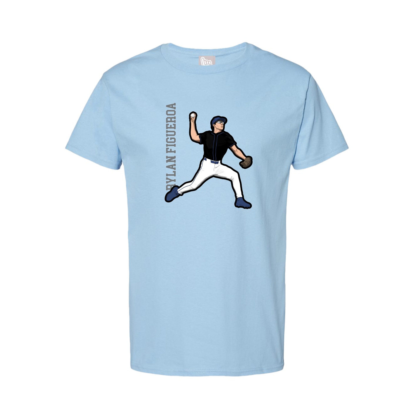 Tee — Name Vertical in Light Blue