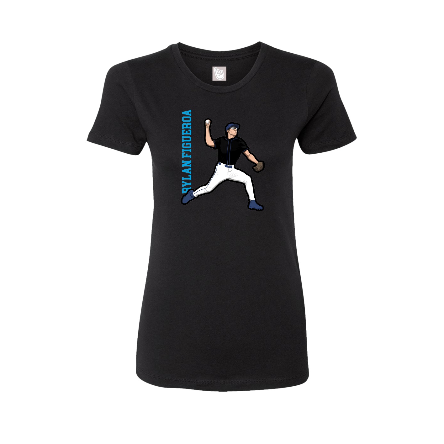 Fitted Women's Tee — Name Vertical in Black