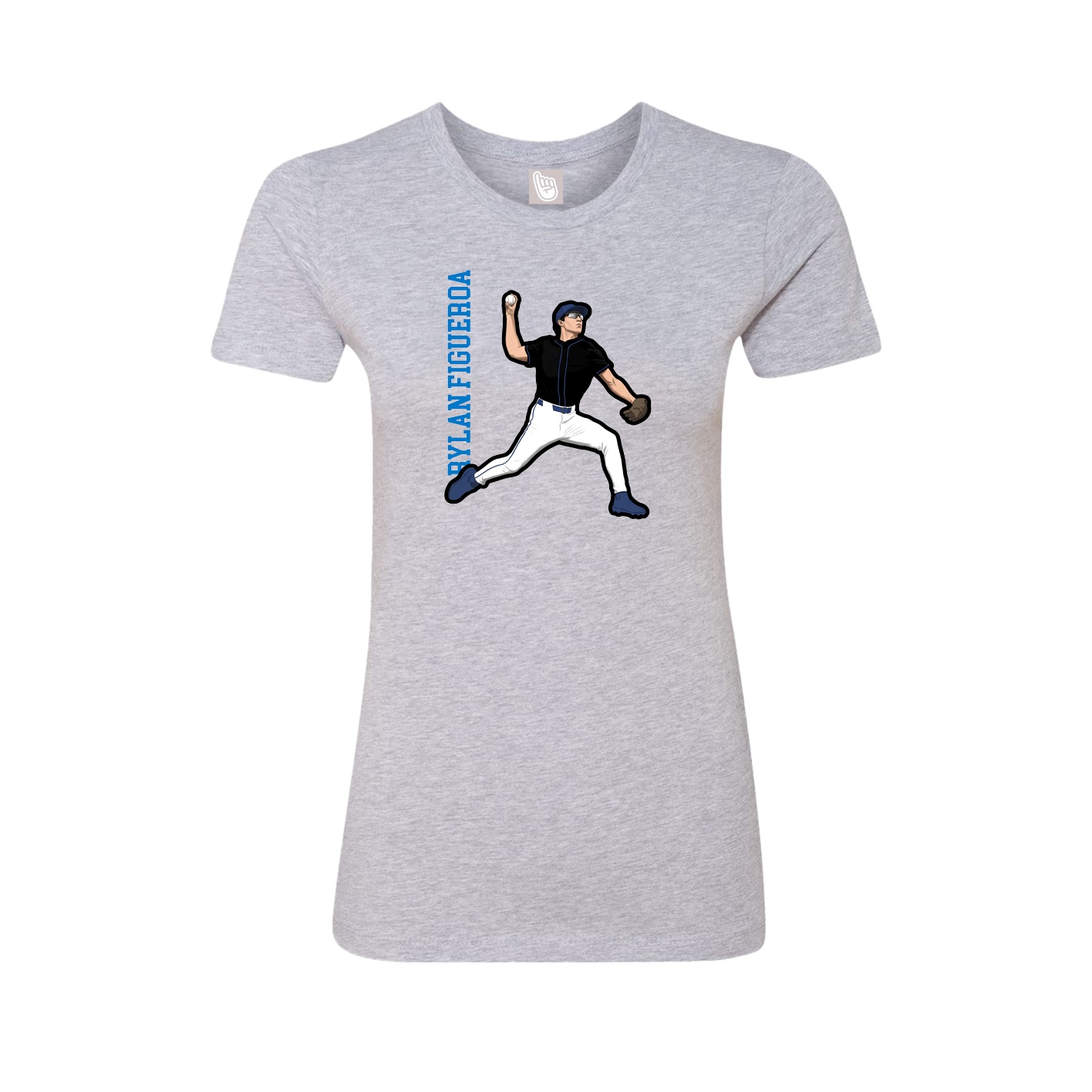 Fitted Women's Tee — Name Vertical in Grey