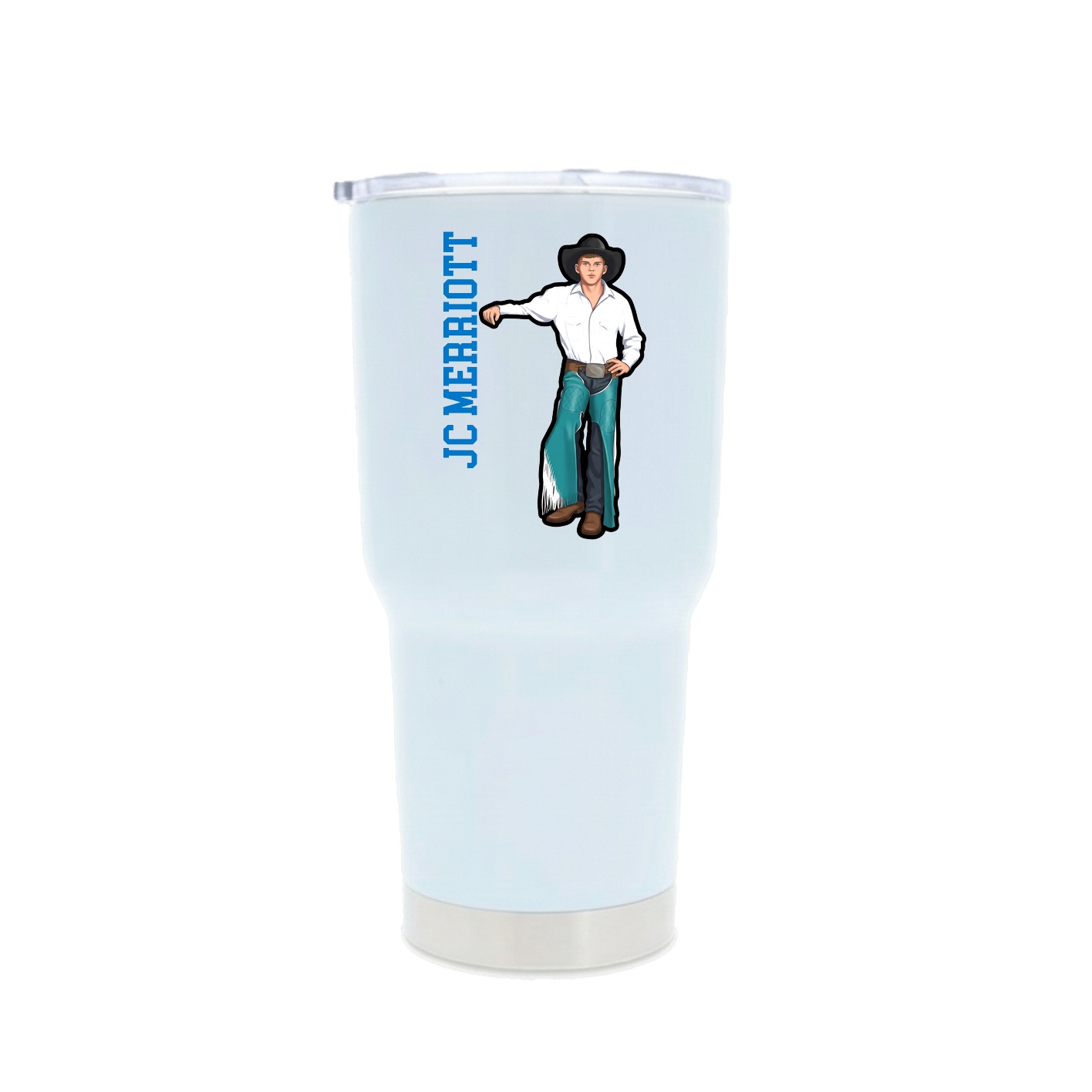 30oz Stainless Steel Tumbler — Name Vertical in White