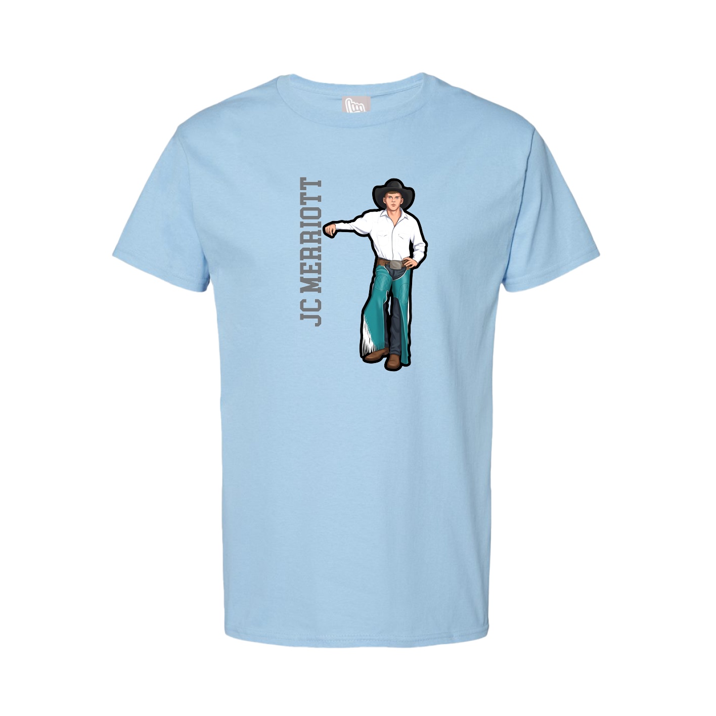 Tee — Name Vertical in Light Blue