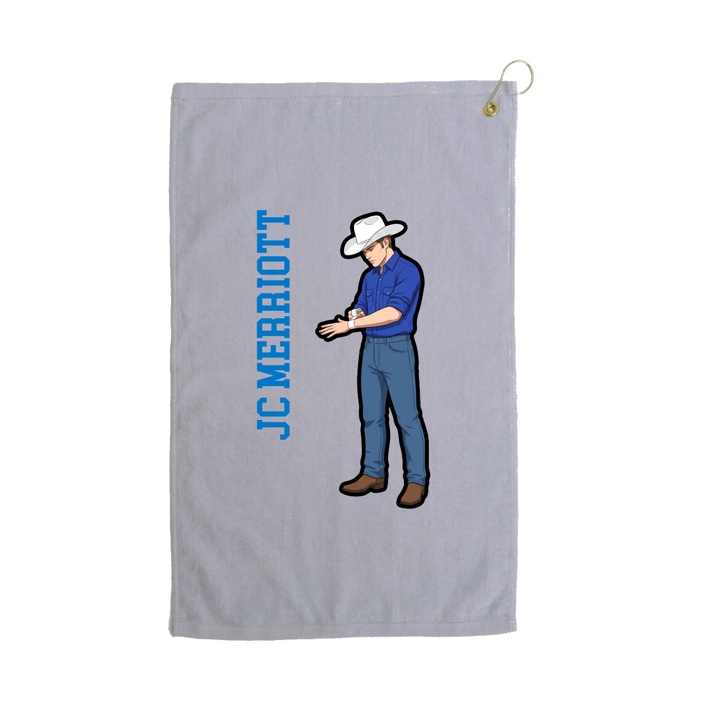 Golf Towel — Name Vertical in Grey
