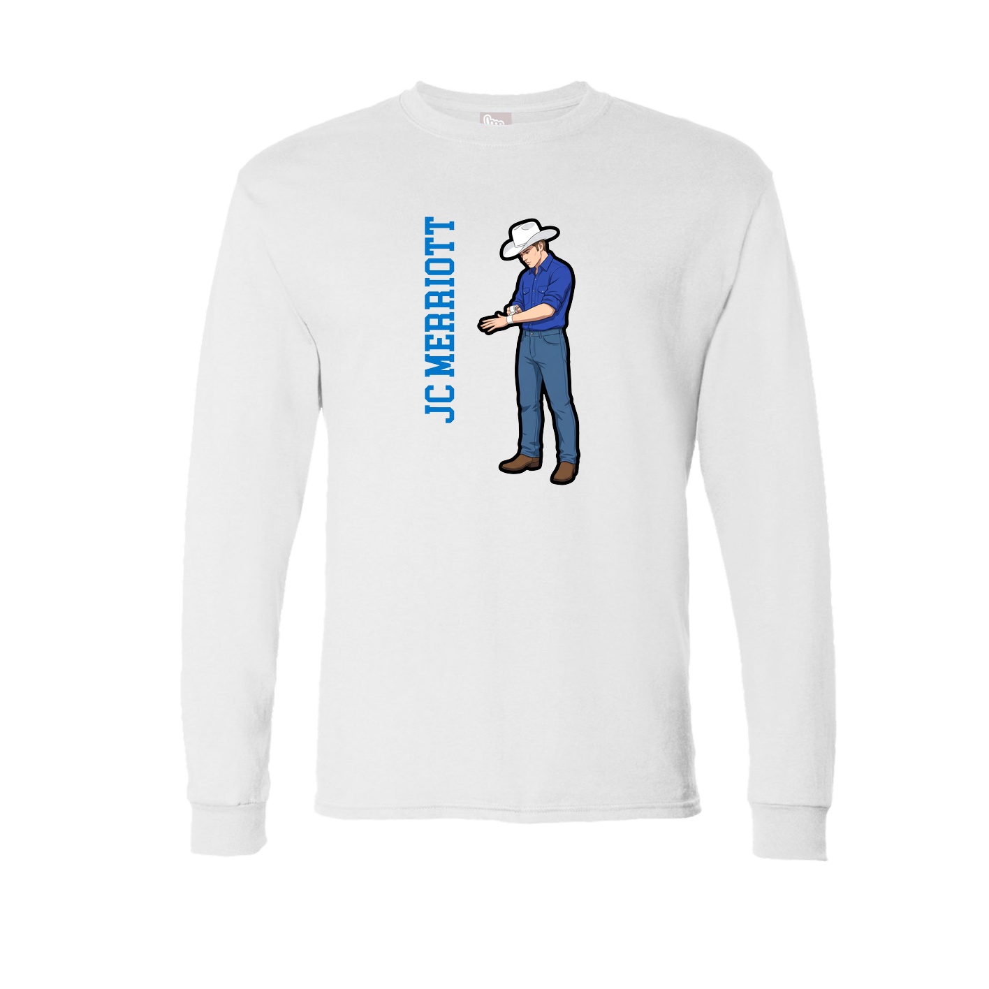 Long Sleeve Tee — Name Vertical in White