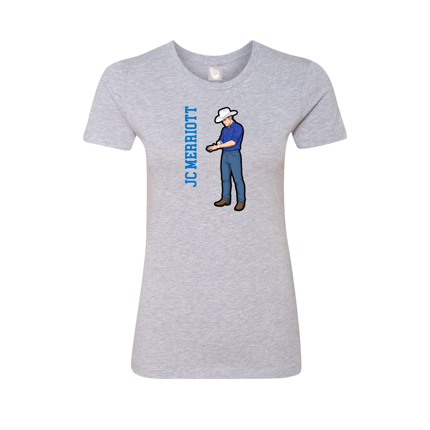 Fitted Women's Tee — Name Vertical in Grey