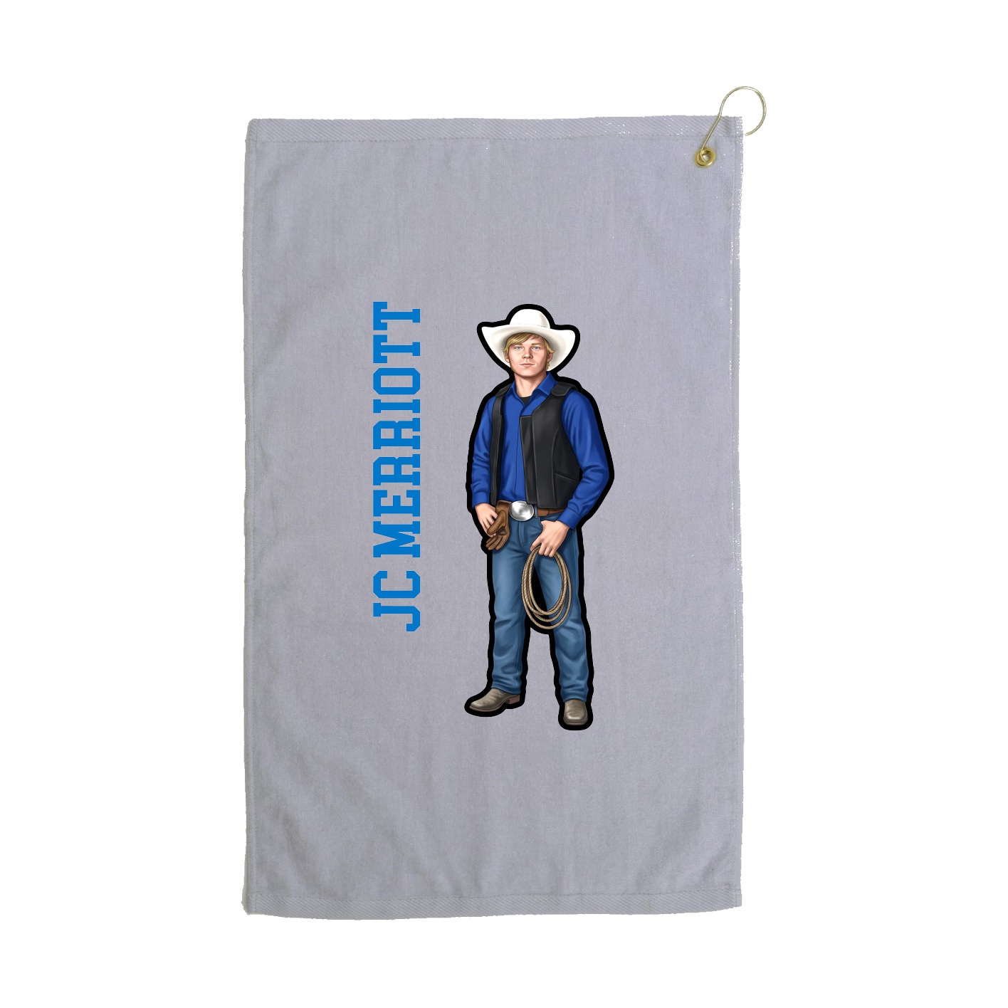 Golf Towel — Name Vertical in Grey