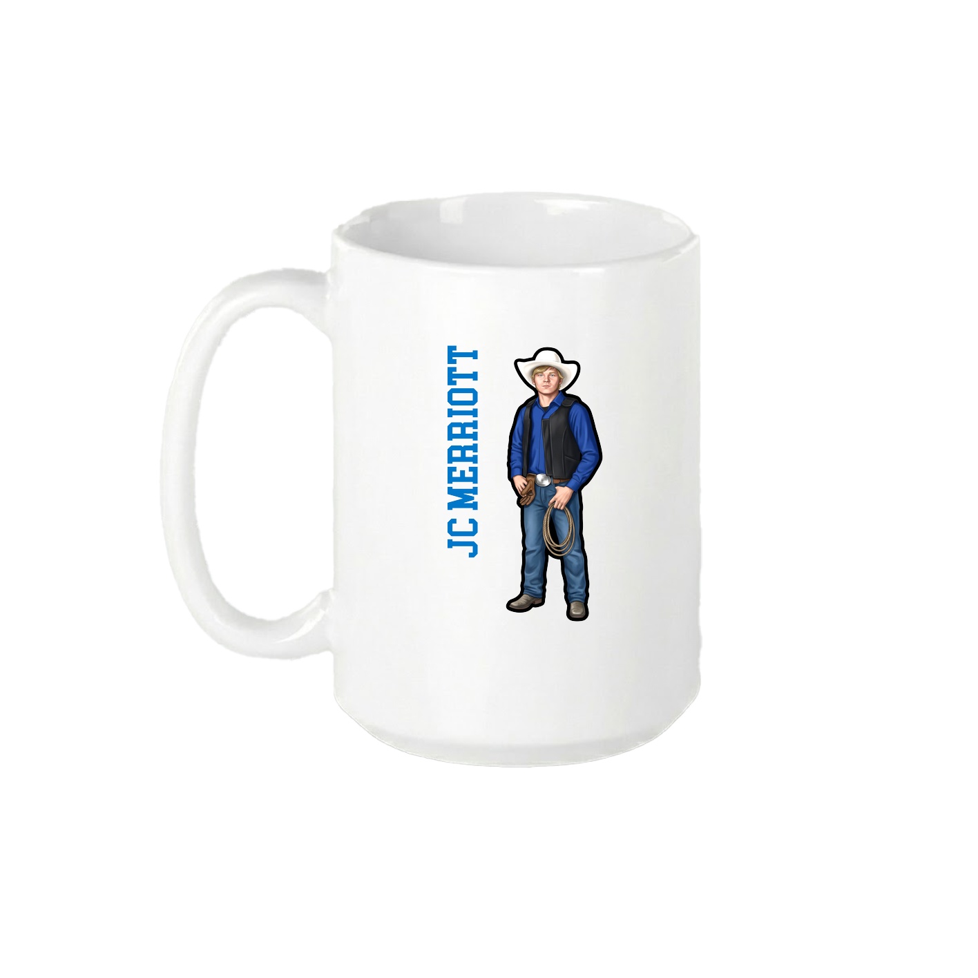 15oz Coffee Mug — Name Vertical in White