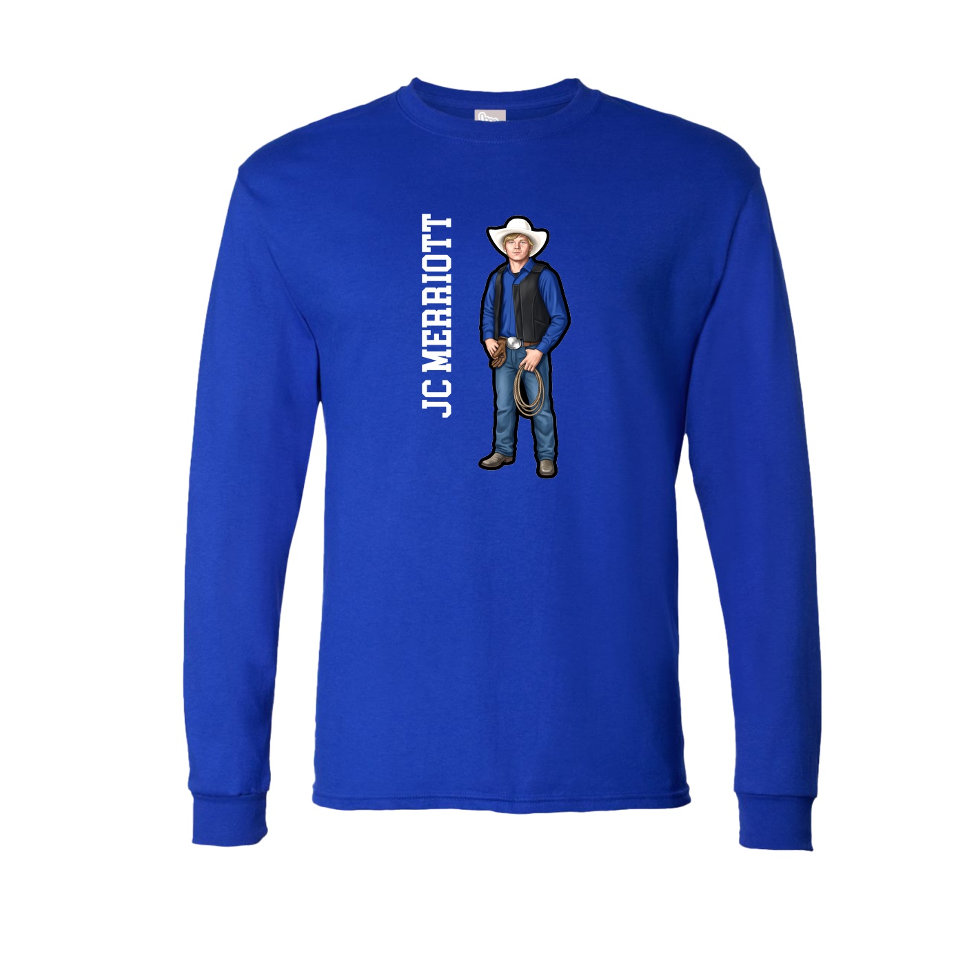 Long Sleeve Tee — Name Vertical in Royal