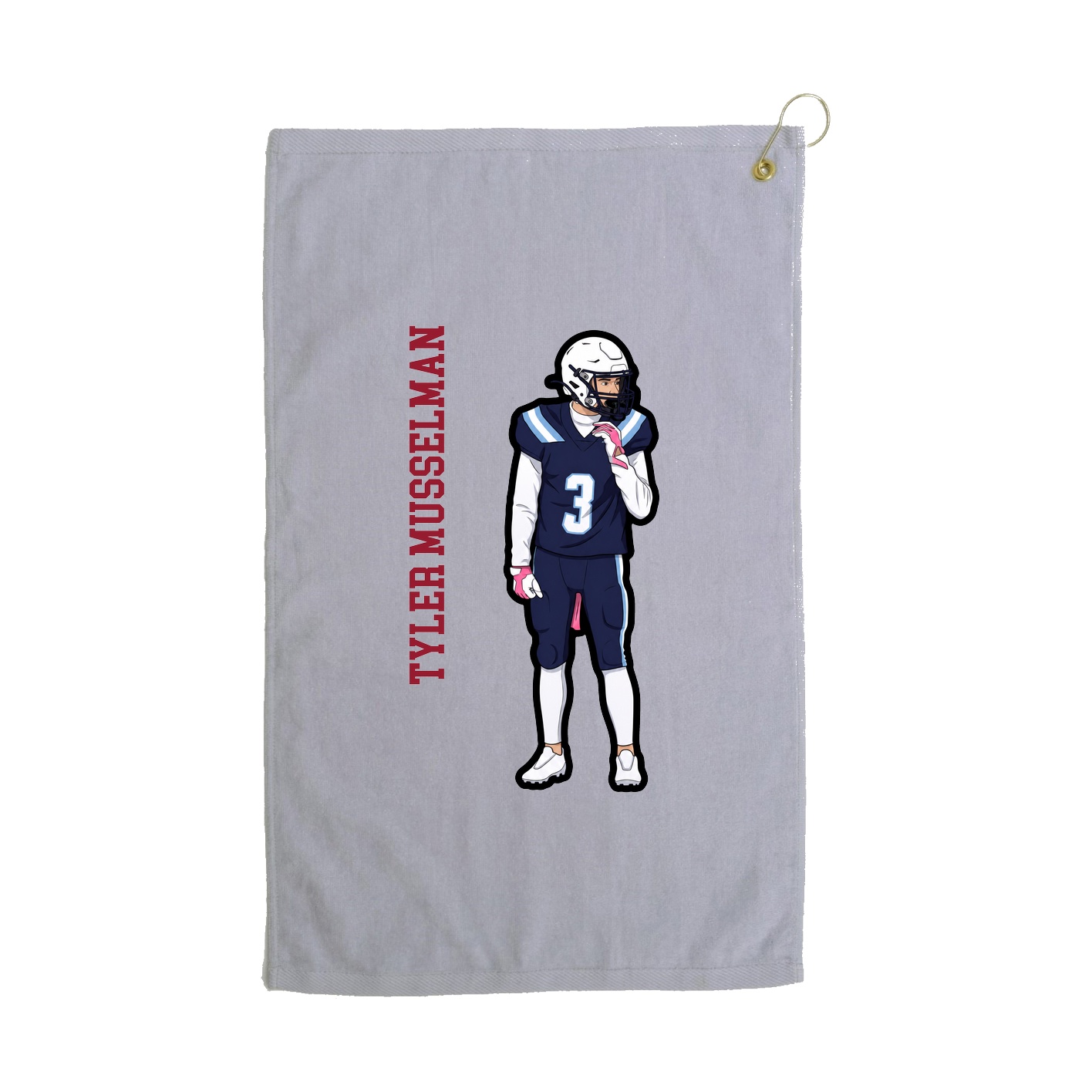 Golf Towel — Name Vertical in Grey