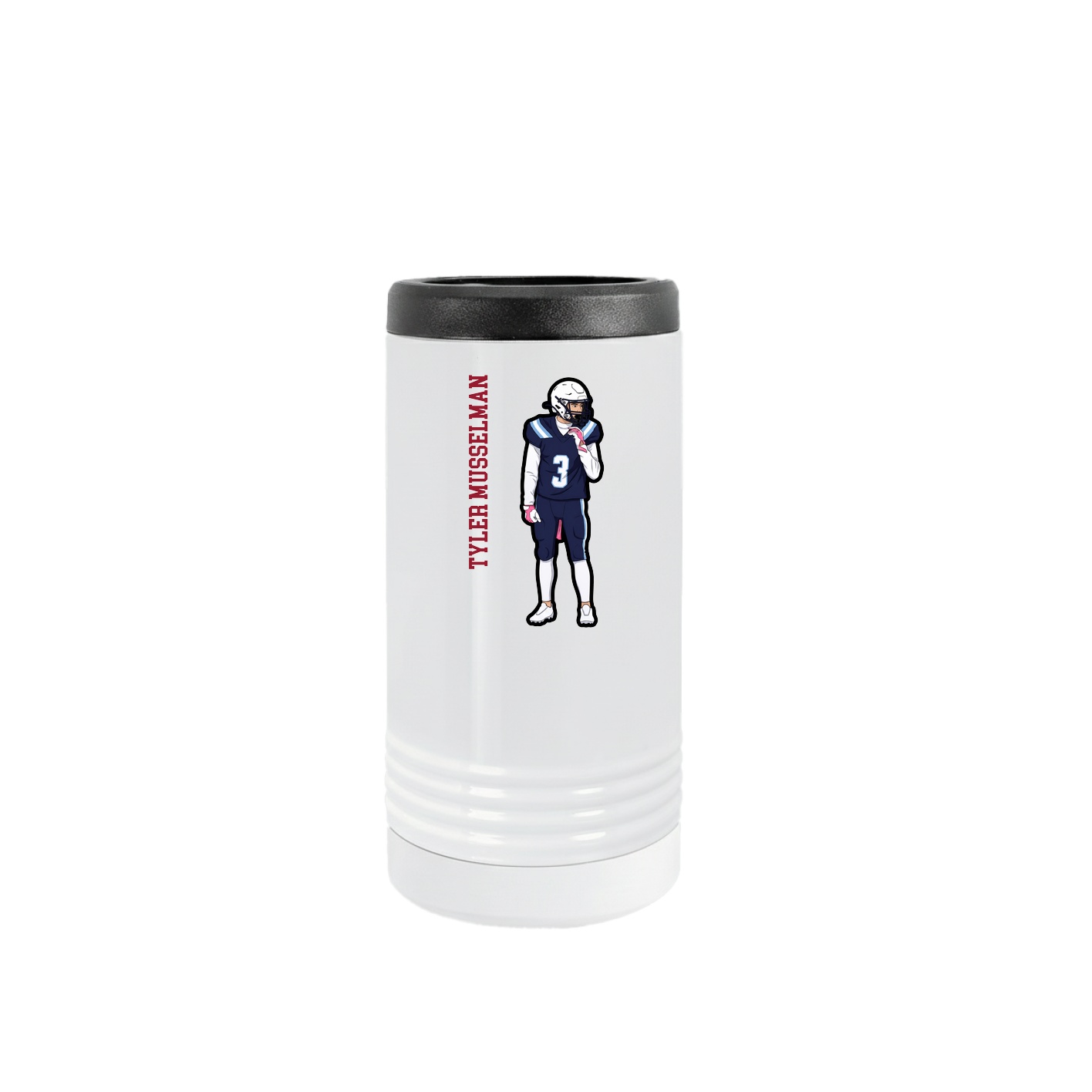 Slim Beverage Holder — Name Vertical in White