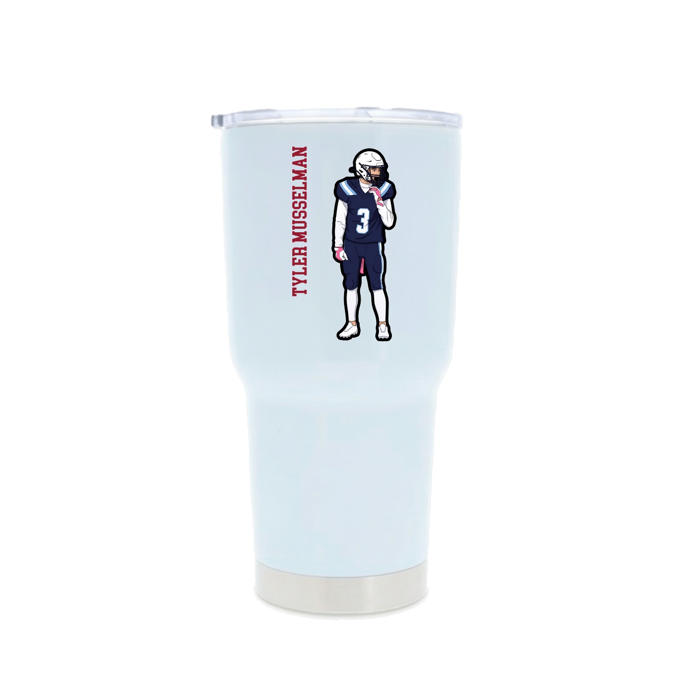 30oz Stainless Steel Tumbler — Name Vertical in White