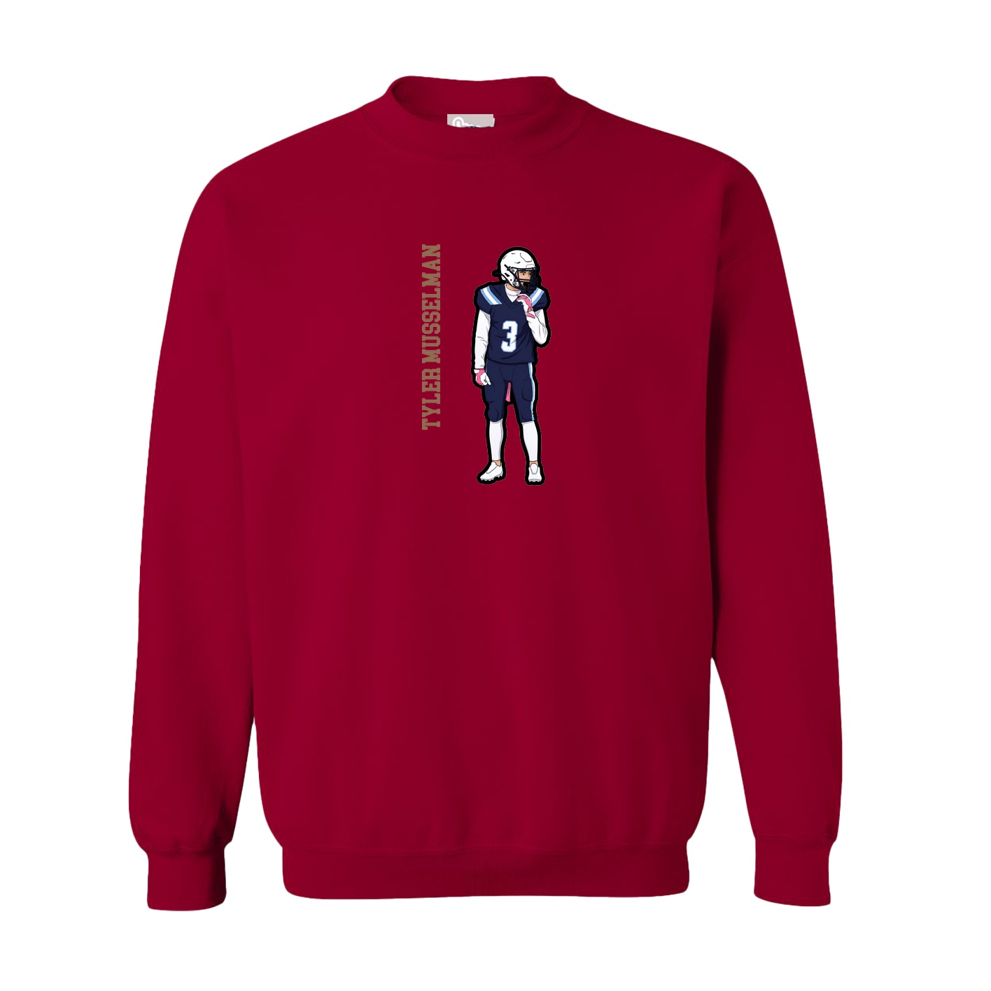 Fleece Crew — Name Vertical in Cardinal