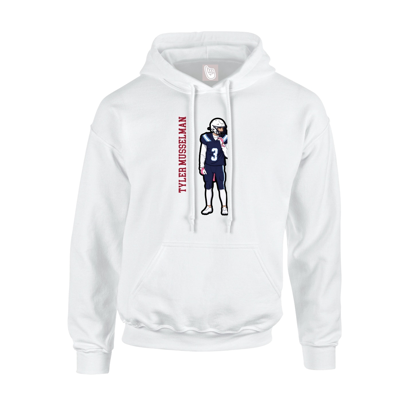 Youth Hoodie — Name Vertical in White