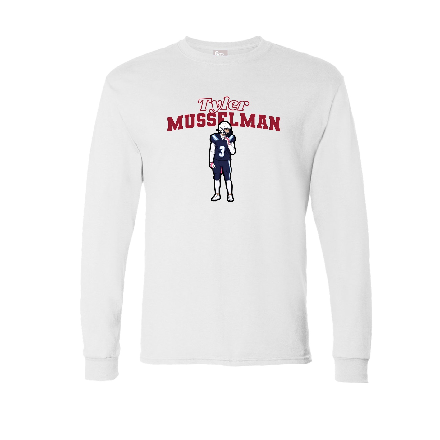 Long Sleeve Tee — Name Arch in White
