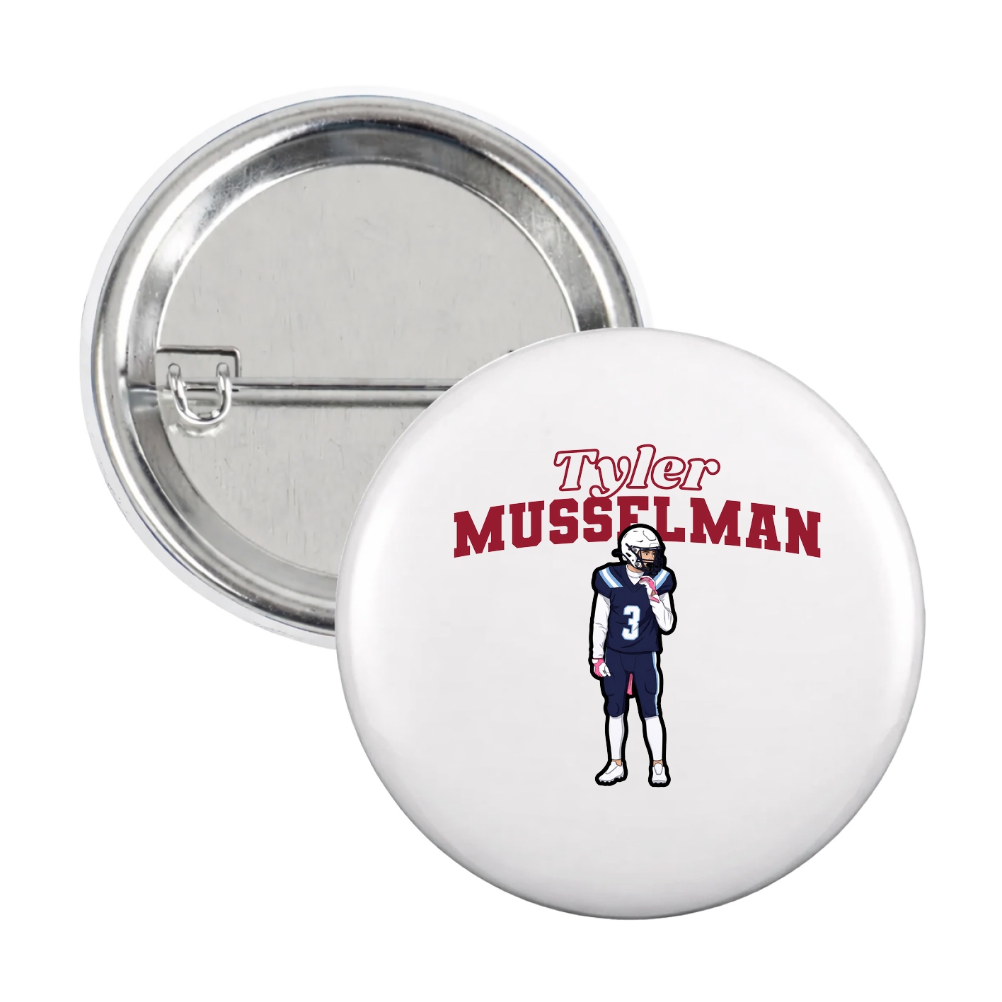 Game Day Button — Name Arch in White